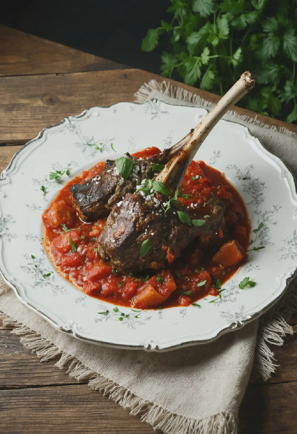 Slow-Cooked Lamb Shanks in Tomato Sauce
