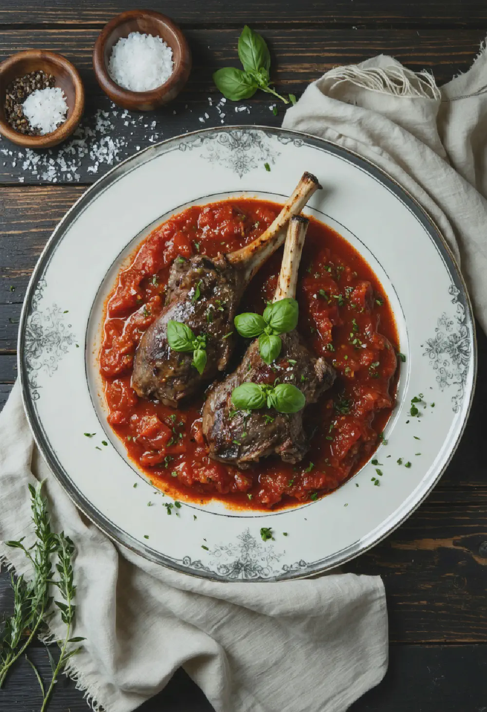 Slow-Cooked Lamb Shanks in Tomato Sauce
