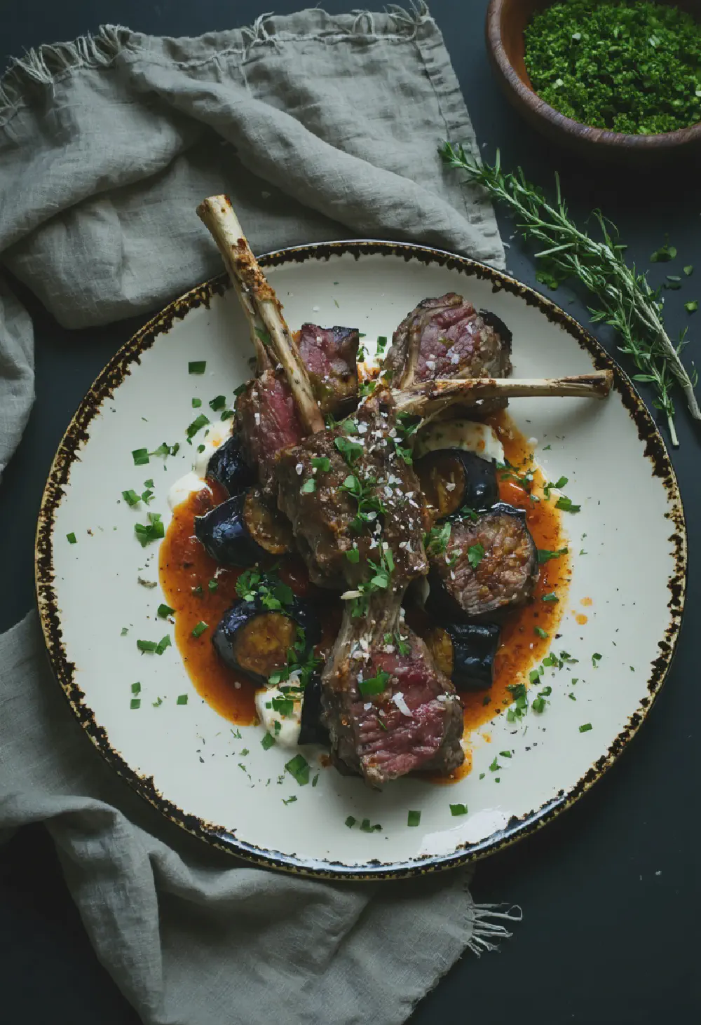 Turkish Lamb Shanks with Eggplant and Yogurt Sauce